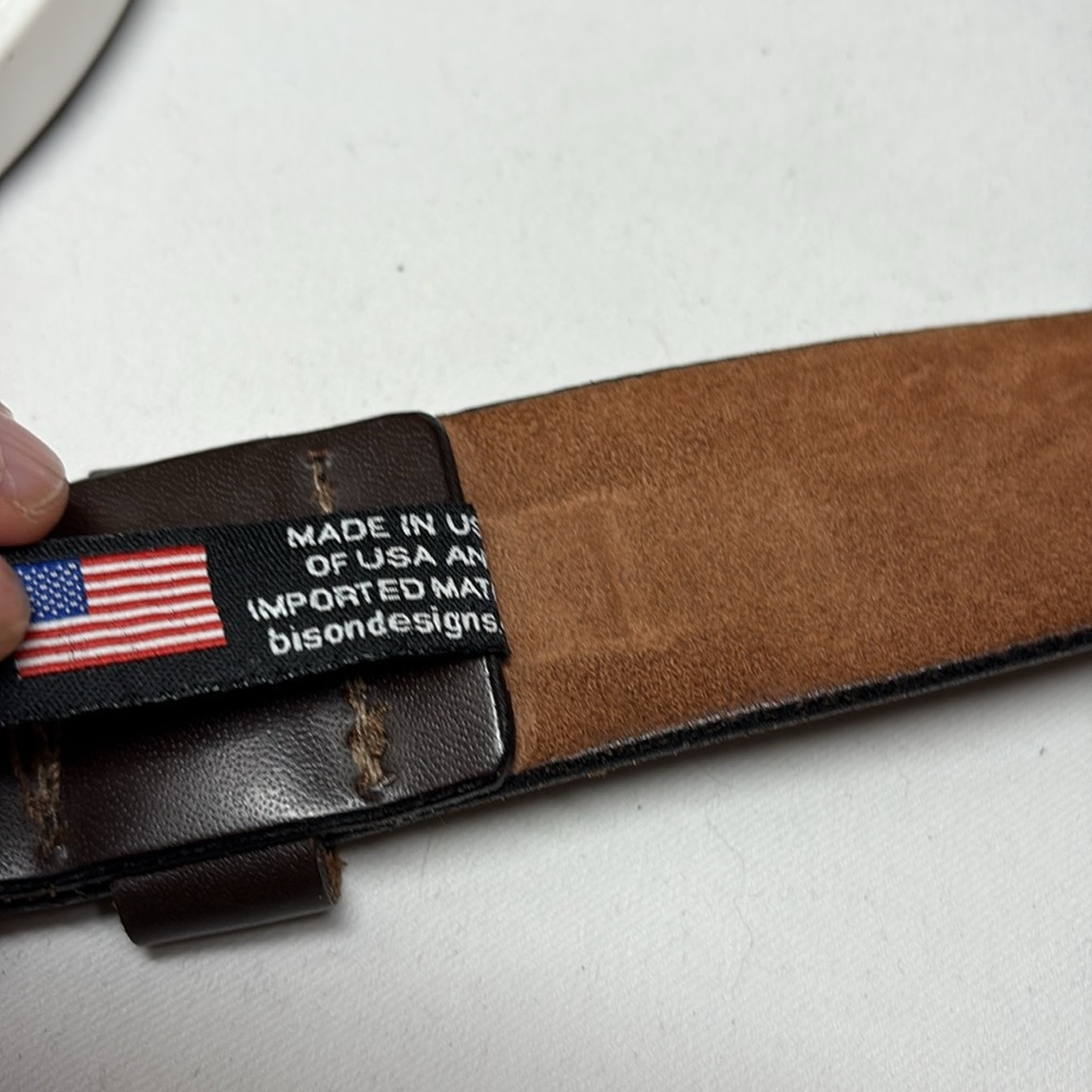 Bison Designs NWOT Chocolate Leather Belt 41-45”ish - Picture 4 of 8